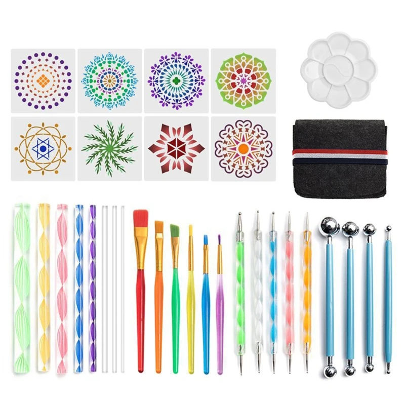 32pcs/Set Mandala Dotting Tools Kit for Painting Rock Stone Acrylic Stick Stencil Template Drill Pen Palette Carry Bag
32pcs/Set Mandala Dotting Tools Kit for Painting Rock Stone Acrylic Stick Stencil Template Drill Pen Palette Carry Bag