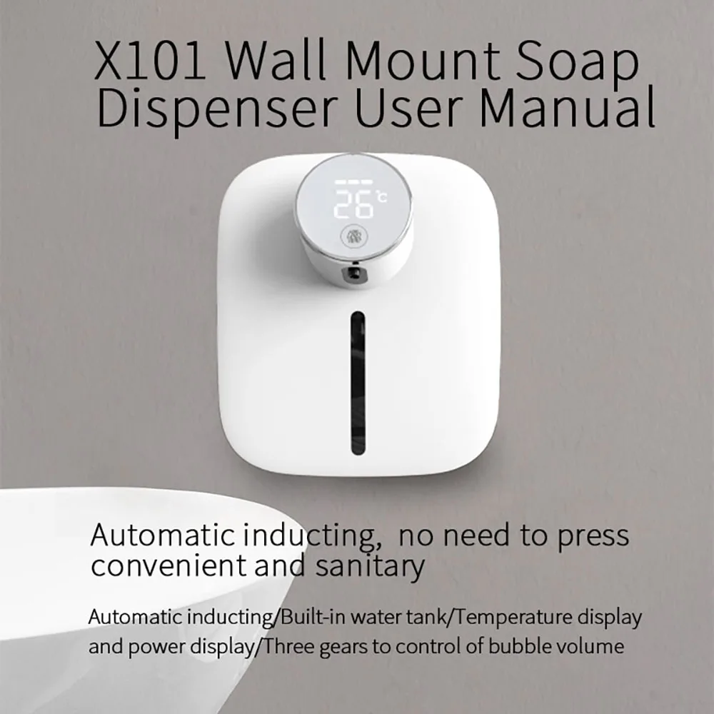 Wall-Mounted Smart Sensor Soap Dispenser Suds Hand Sanitizer Rechargeable X101 Foam Bubble Automatic Mobile Phone Washing 5V-1A
Wall-Mounted Smart Sensor Soap Dispenser Suds Hand Sanitizer Rechargeable X101 Foam Bubble Automatic Mobile Phone Washing 5V-1A