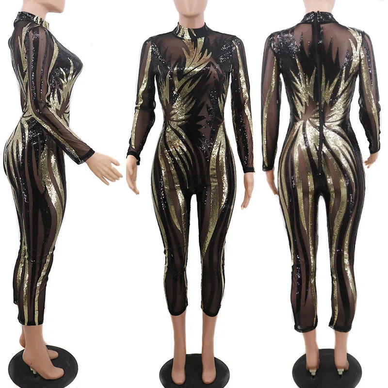 Sequin Print Sexy Bodycon Bodysuit Autumn Women Clothes Long Sleeve Patchwork Sexy Jumpsuits Glitter Night Club Skinny Jump Suit 
Sequin Print Sexy Bodycon Bodysuit Autumn Women Clothes Long Sleeve Patchwork Sexy Jumpsuits Glitter Night Club Skinny Jump Suit