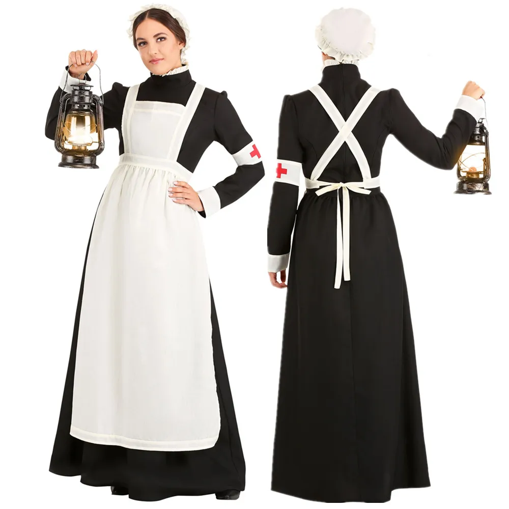 Halloween French Maid Costume Red Cross Pattern Costume Cosplay Nurse Long Dress
Halloween French Maid Costume Red Cross Pattern Costume Cosplay Nurse Long Dress