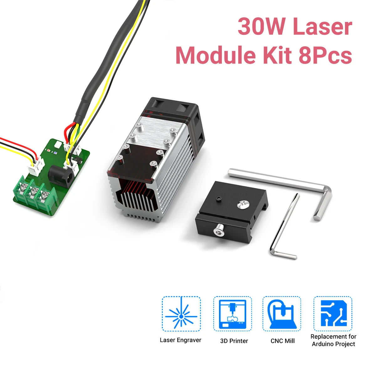 

30 Вт Фокусируемый лазерный модуль 450nm 7,5 W Синяя лазерная головка PWM/TTL модуляция для лазерный гравер резак 3D-принтеры фрезерные Замена