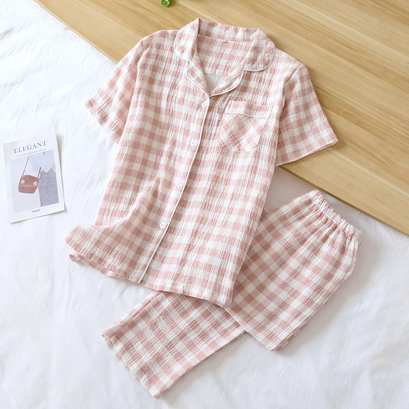 Lovers Cotton Pajamas Set Check Shirt&Pants Short Sleeve 2PCS Sleepwear Couple Summer New Pijamas Suit Nightwear Home Clothes
Lovers Cotton Pajamas Set Check Shirt&Pants Short Sleeve 2PCS Sleepwear Couple Summer New Pijamas Suit Nightwear Home Clothes