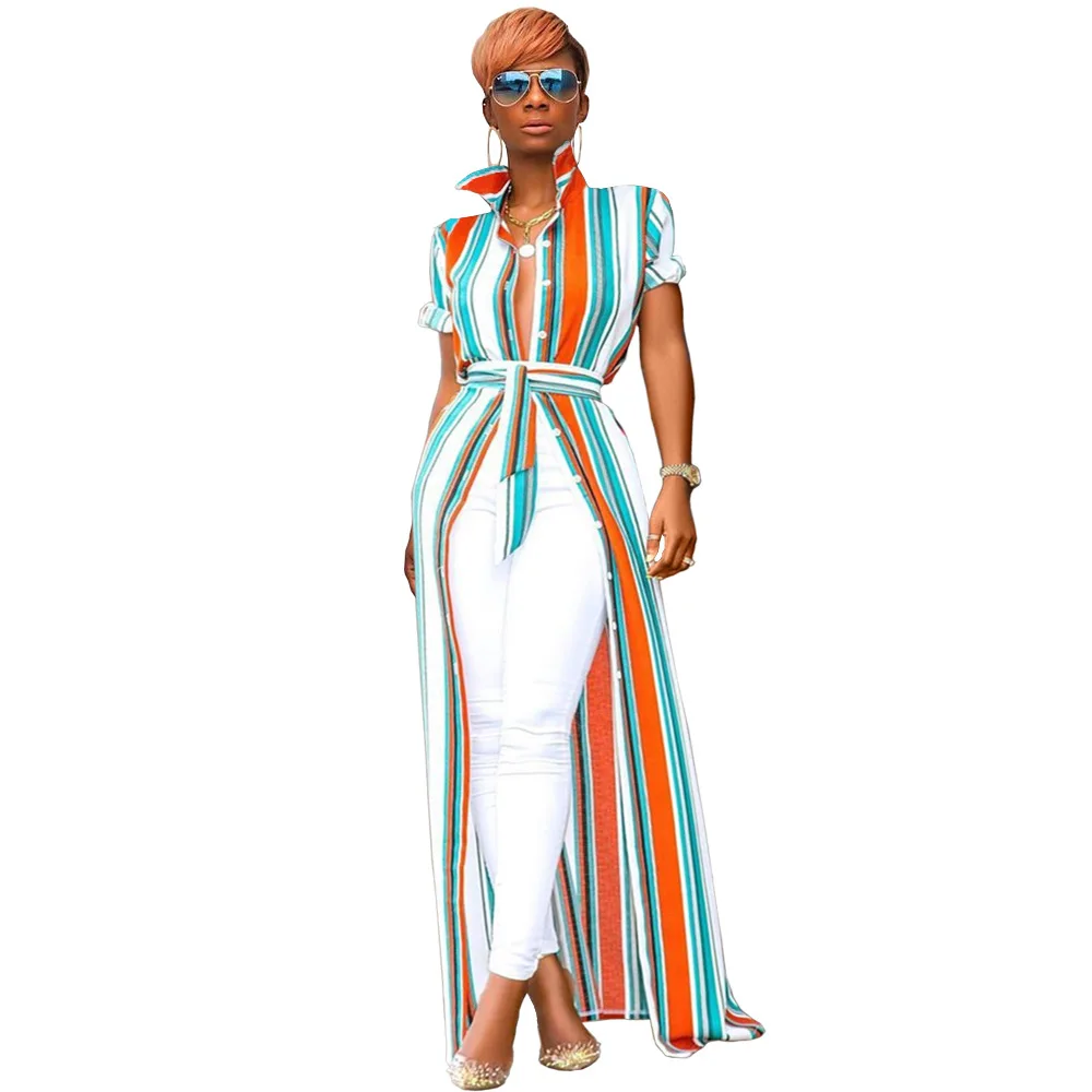 Ursuper Cross-Border European and American Style Sexy Women's Wear Sexy Stripes Split Lace-up Contrast Color Shirt Dress
Ursuper Cross-Border European and American Style Sexy Women's Wear Sexy Stripes Split Lace-up Contrast Color Shirt Dress