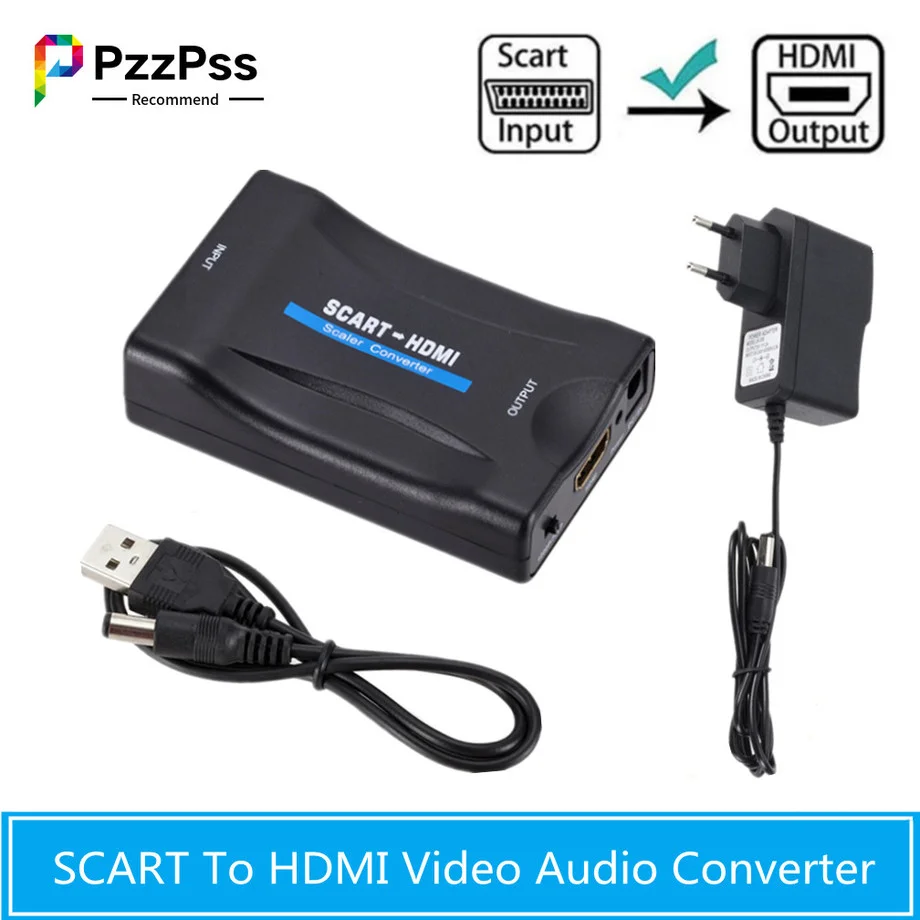 PzzPss 1080P SCART To HDMI-Compatible Video Audio Upscale Converter Adapter For HD TV DVD Sky Box STB Plug and Play DC Cables
PzzPss 1080P SCART To HDMI-Compatible Video Audio Upscale Converter Adapter For HD TV DVD Sky Box STB Plug and Play DC Cables