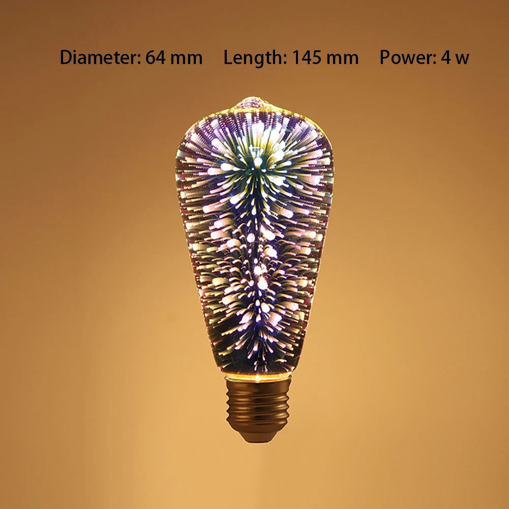 3D Colourful Fireworks Led Edison Bulb Novelty Holiday Christmas Decoration Bar Glass Creative LED Lamp
3D Colourful Fireworks Led Edison Bulb Novelty Holiday Christmas Decoration Bar Glass Creative LED Lamp