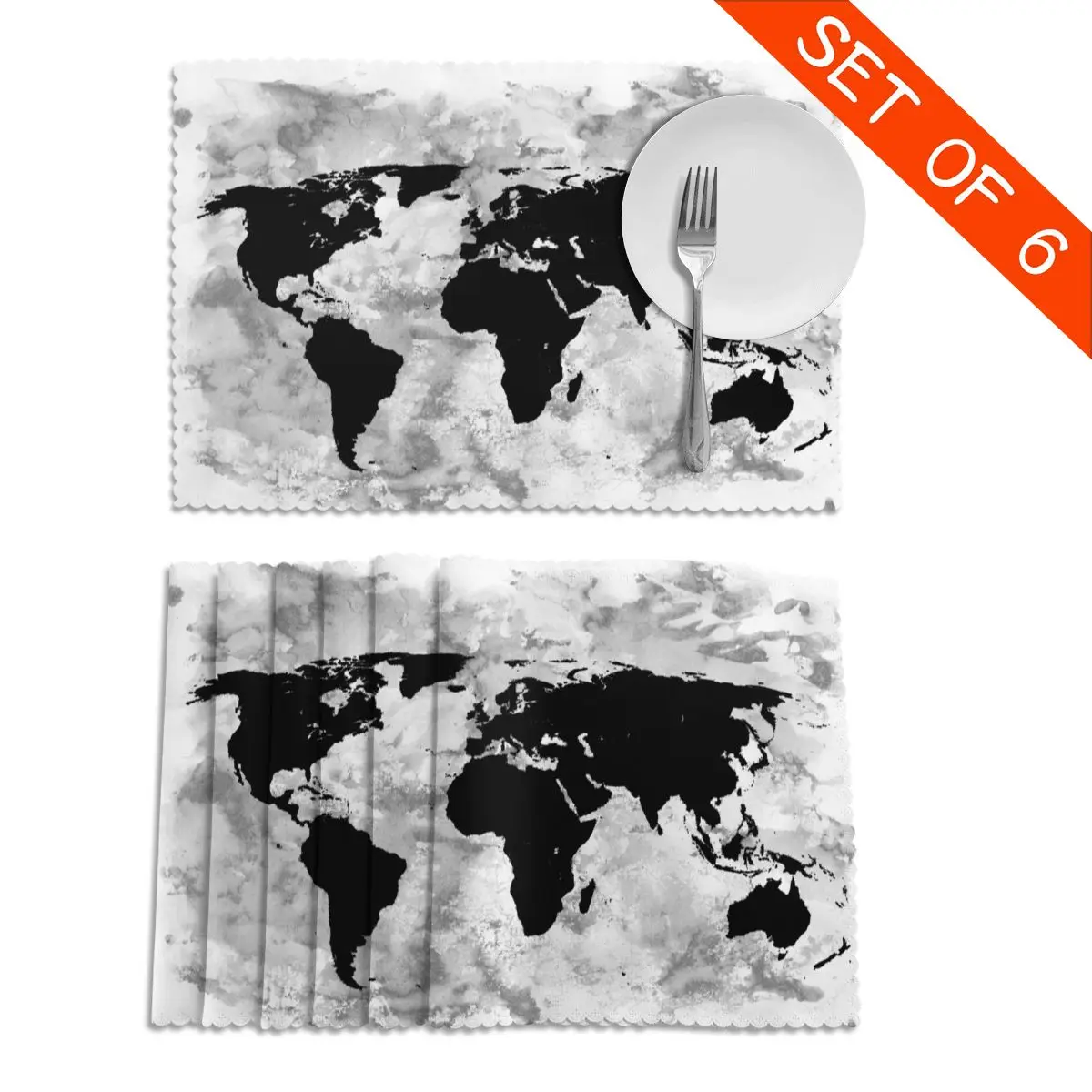 6 PCS Placemat Table Mat World Map Grunge For Tables Heat-insulation Linen Kitchen Dining Pads
6 PCS Placemat Table Mat World Map Grunge For Tables Heat-insulation Linen Kitchen Dining Pads