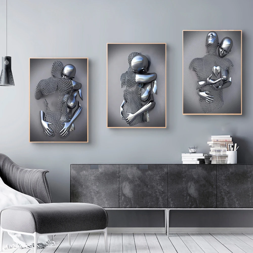 Nordic Couples Metal Figure Statue Wall Art Canvas Painting Lover Sculpture Poster Print Wall Picture for Living Room Home Decor
Nordic Couples Metal Figure Statue Wall Art Canvas Painting Lover Sculpture Poster Print Wall Picture for Living Room Home Decor