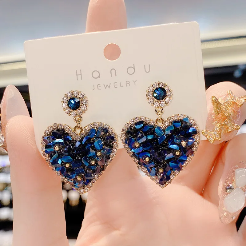 Korean Fashion Crystal Heart Drop Earrings For Women Jewelry 2021 Jewelry Cute Blue Colorful Women's Earings Accessories
Korean Fashion Crystal Heart Drop Earrings For Women Jewelry 2021 Jewelry Cute Blue Colorful Women's Earings Accessories