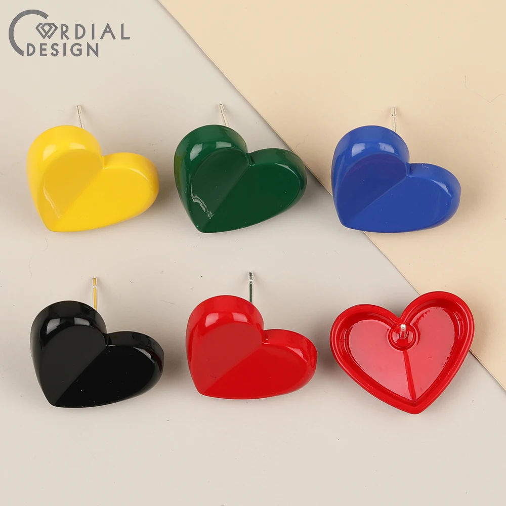 

Cordial Design 100Pcs 15*18MM/Jewelry Accessories/Multicolor/Earrings Stud/Paint Effect/Heart Shape/Jewelry Finding & Components