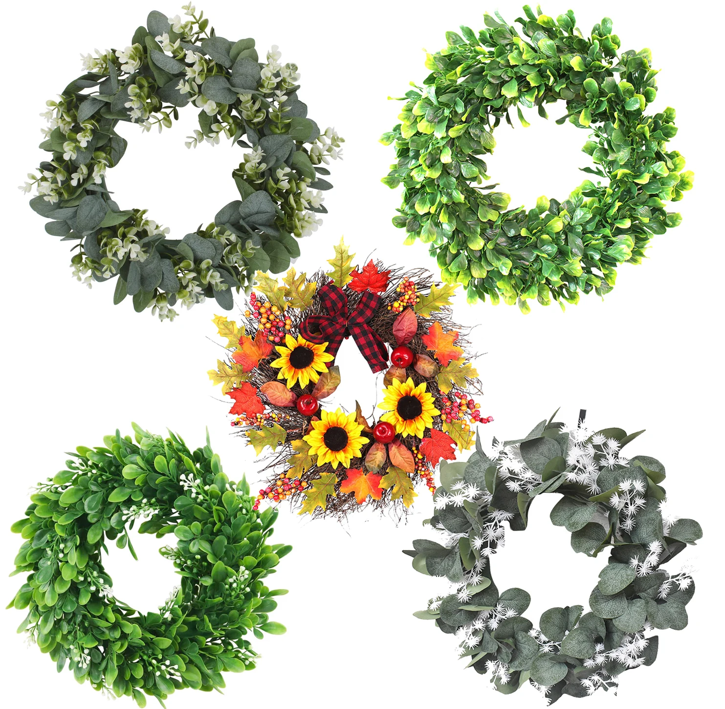 Simulation eucalyptus leaf wreath Ivy Vine Garland Diameter 40cm Wall Door Window Pendant Artificial Plastic Silk wreath
Simulation eucalyptus leaf wreath Ivy Vine Garland Diameter 40cm Wall Door Window Pendant Artificial Plastic Silk wreath