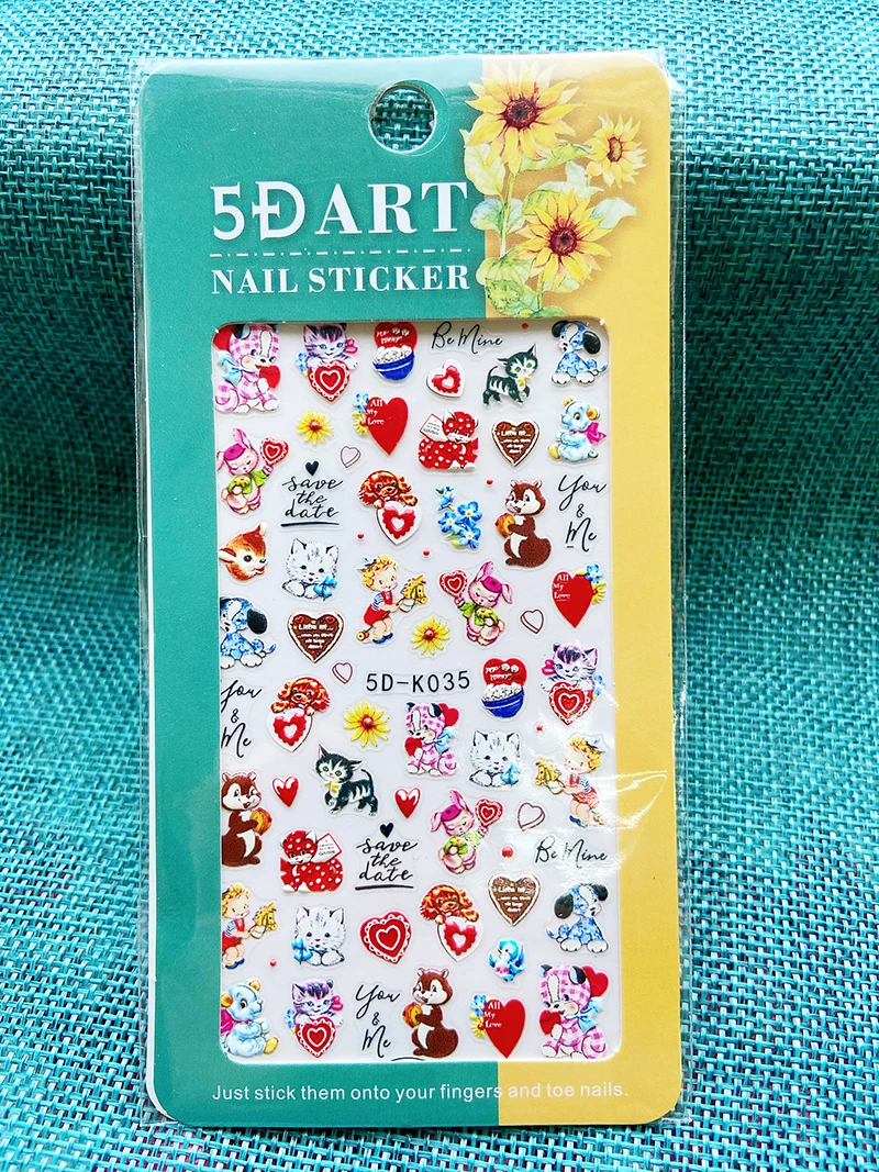 5D Nail Sticker Cat Bear Animal Nail Art Decorations Anaglyph Effect Love Heart Nailart Adhesive Manicure Accessories
5D Nail Sticker Cat Bear Animal Nail Art Decorations Anaglyph Effect Love Heart Nailart Adhesive Manicure Accessories