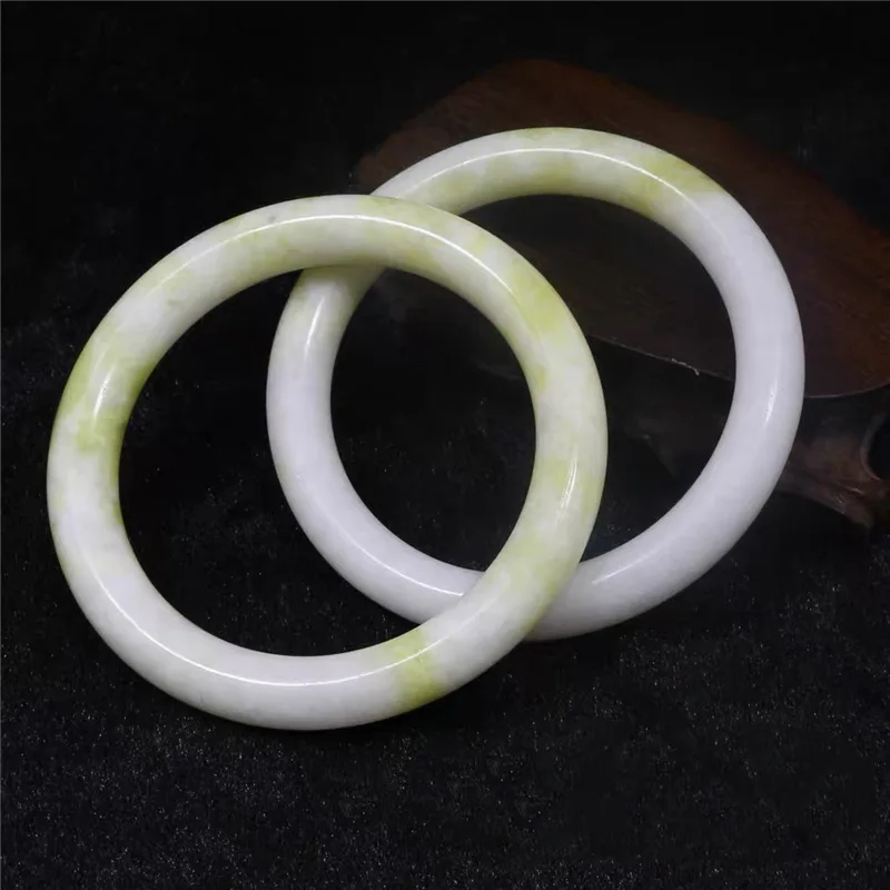 

Chinese Natural Yellow White Hand Carved Round Bar Lantian Jade Bracelet Fashion Jewelry Men's and Women's Boutique Bracelet
