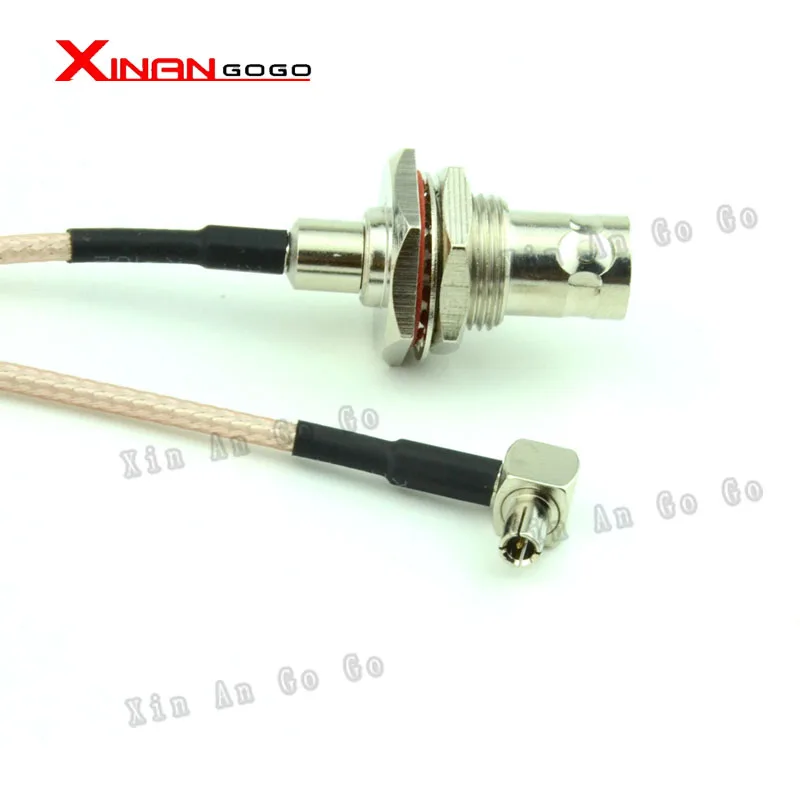 Радиочастотный разъем BNC «Мама» в TS9 «папа» под прямым углом, кабель RG316, 15 см 
Радиочастотный разъем BNC «Мама» в TS9 «папа» под прямым углом, кабель RG316, 15 см