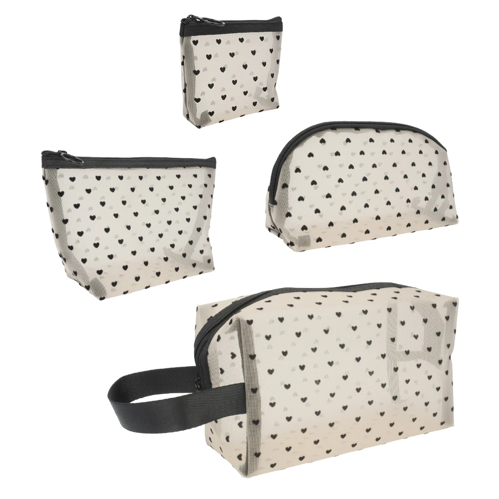 4pcs/Set Women's Cosmetic Bags Heart Transparent Mesh Travel Organizer Portable Wash Makeup Small Large Toiletry Beauty Kit Bag
4pcs/Set Women's Cosmetic Bags Heart Transparent Mesh Travel Organizer Portable Wash Makeup Small Large Toiletry Beauty Kit Bag