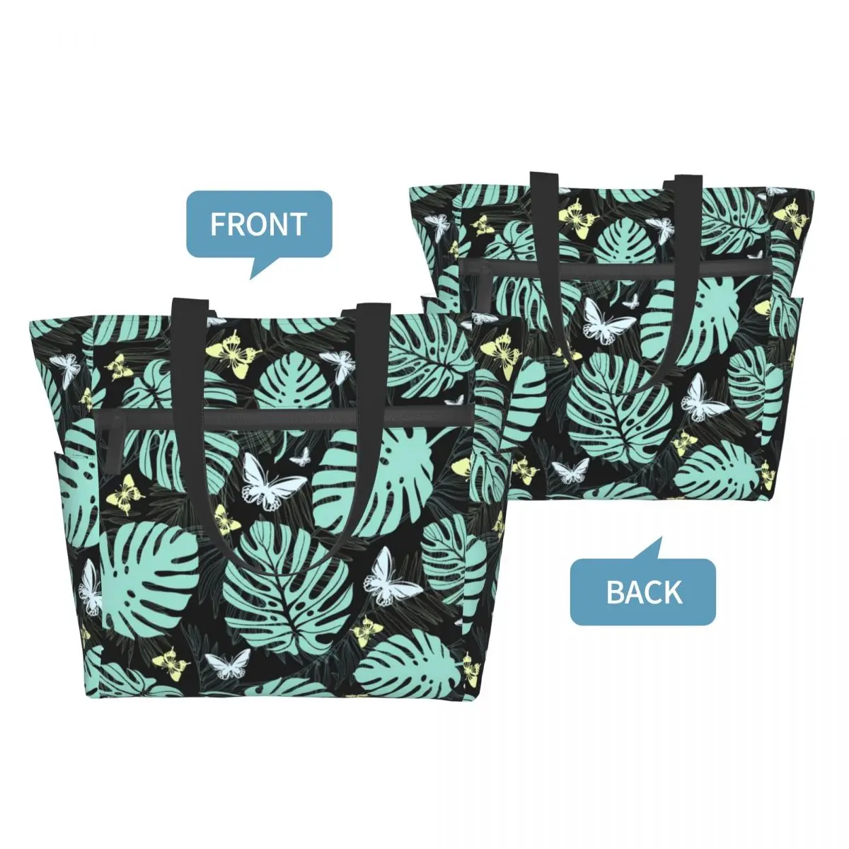 Women Oxford Cloth Shopping Bag Female Tropical Palm Leaves With Butterfly Print Shoulder Bag Storage Handbag Foldable Eco Totes
Women Oxford Cloth Shopping Bag Female Tropical Palm Leaves With Butterfly Print Shoulder Bag Storage Handbag Foldable Eco Totes