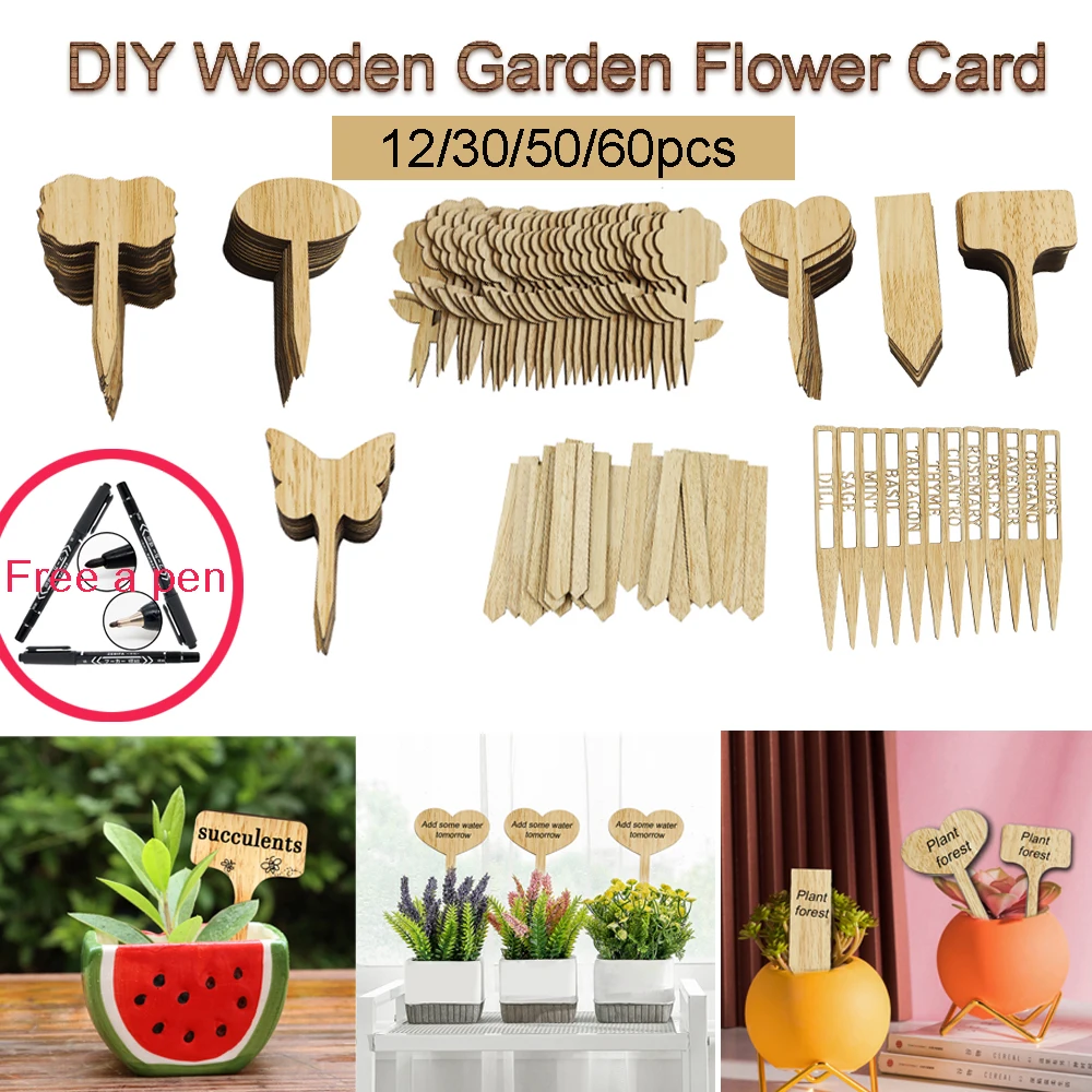 DIY Wooden Garden Flower Card Plant Markers for Garden Succulent Landscape Decoration Bamboo Chip Bamboo Card with a Pen
DIY Wooden Garden Flower Card Plant Markers for Garden Succulent Landscape Decoration Bamboo Chip Bamboo Card with a Pen