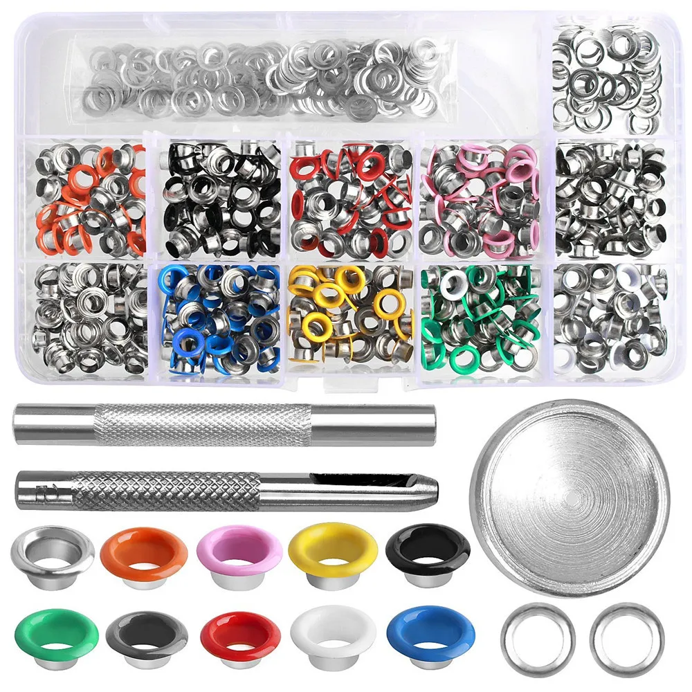 Sewing Accessories 400 Set 6mm Grommets Kit Metal Eyelets Shoes Clothes Crafts DIY Sewing Tools 10 Colors 
Sewing Accessories 400 Set 6mm Grommets Kit Metal Eyelets Shoes Clothes Crafts DIY Sewing Tools 10 Colors