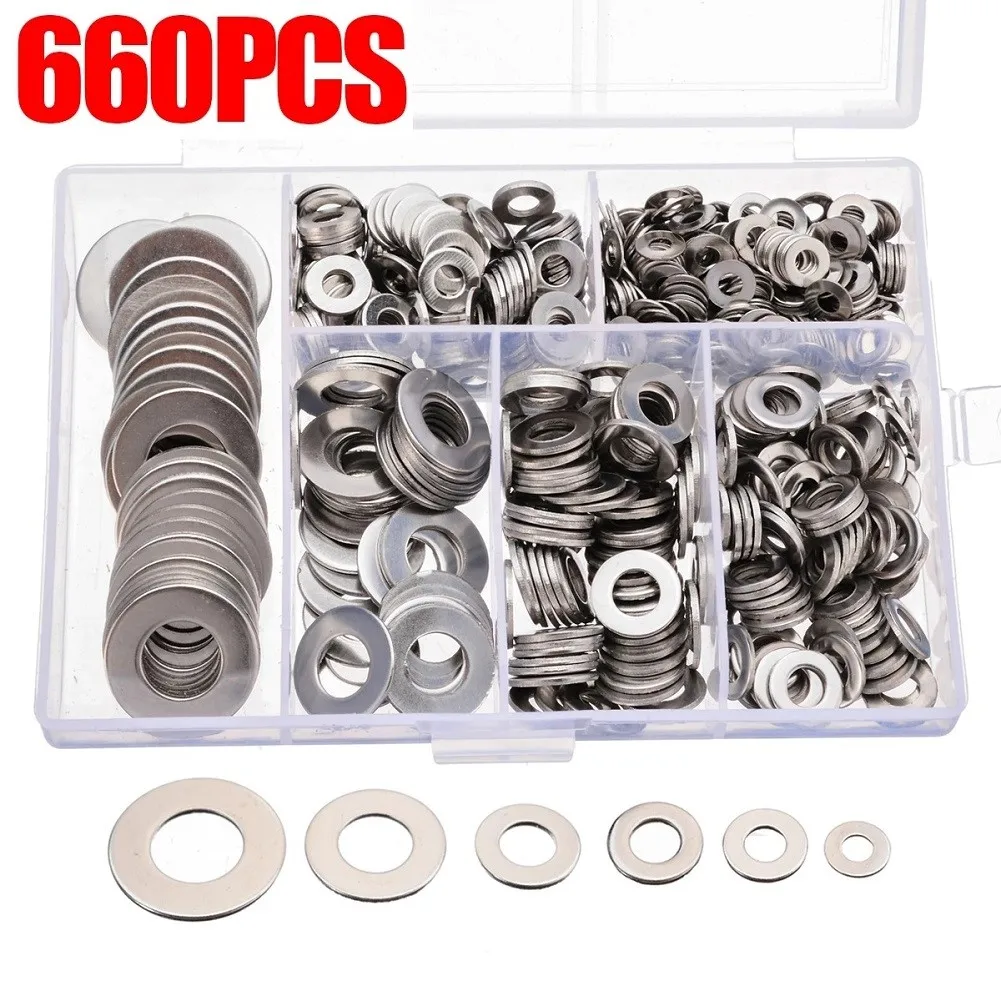 660 Pcs Washer Plain Washer Kit Screw Fastener Stainless Steel M3 M4 M5 M6 M8 M10 For Repair Tools Hand Tools Parts
660 Pcs Washer Plain Washer Kit Screw Fastener Stainless Steel M3 M4 M5 M6 M8 M10 For Repair Tools Hand Tools Parts