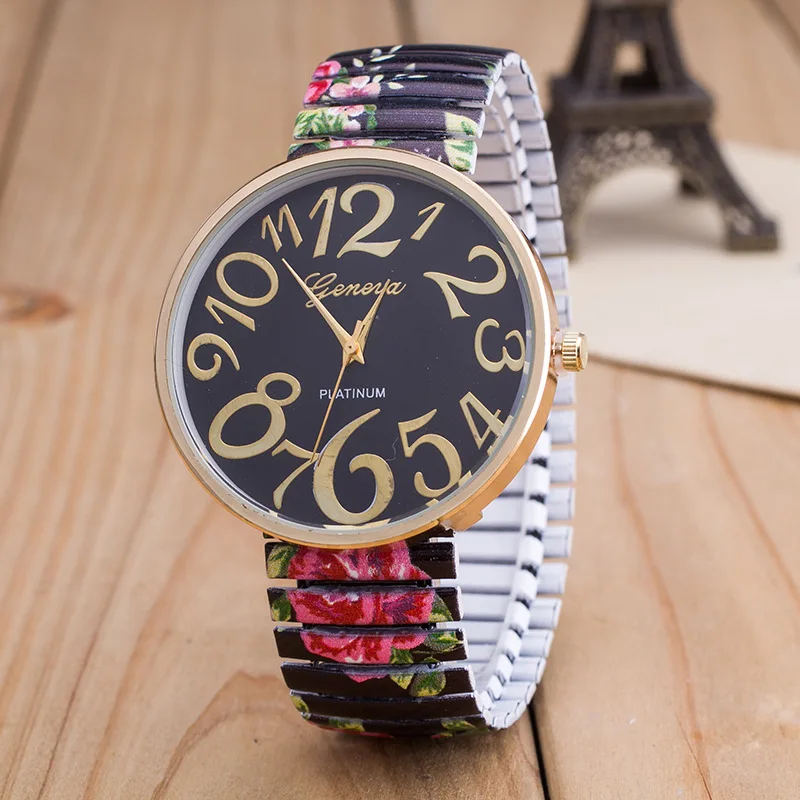 Лидер продаж 2020 модные женские эластичные кварцевые наручные часы с цветочным