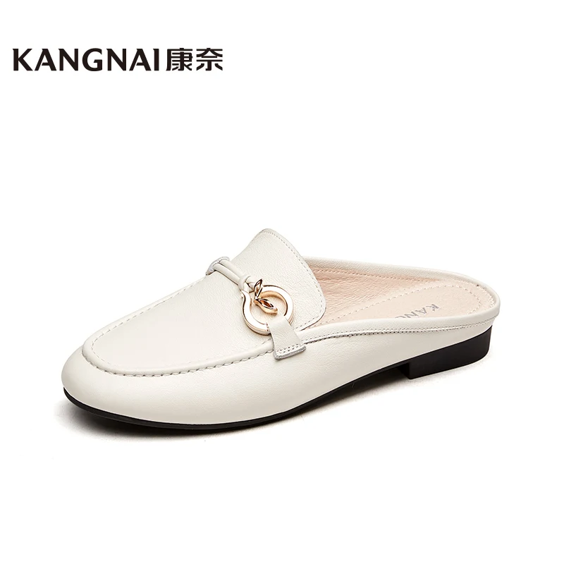 KANGNAI Women Mules Genuine Leather Metal Slingback Decoration Round Toe Slip-On Ladies Flat Shoes Summer
KANGNAI Women Mules Genuine Leather Metal Slingback Decoration Round Toe Slip-On Ladies Flat Shoes Summer
