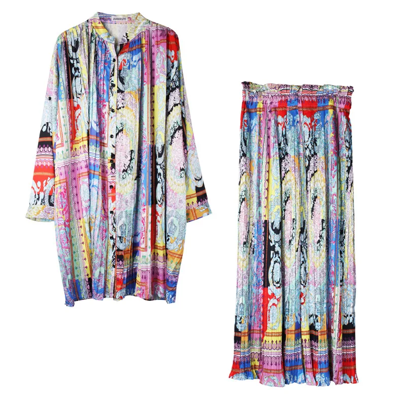 Multicolor Printed Chiffon Long Blouse And Plus Size Trousers For Women 2021 Spring Summer Casual Boho Two Piece Sets
Multicolor Printed Chiffon Long Blouse And Plus Size Trousers For Women 2021 Spring Summer Casual Boho Two Piece Sets