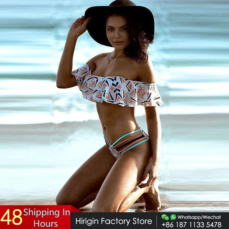 Hirigin Swimwear Women Bikinis Set Unpaded Ruffle Vintage Bandeau Striped Bottom Sexy Women Bikinis Print Bathing Suits
Hirigin Swimwear Women Bikinis Set Unpaded Ruffle Vintage Bandeau Striped Bottom Sexy Women Bikinis Print Bathing Suits