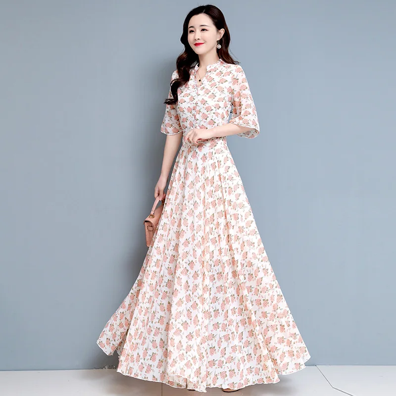 2021 Summer women's new Korean fashion trend shredded floral chiffon flying sleeves waist beach big long dress
2021 Summer women's new Korean fashion trend shredded floral chiffon flying sleeves waist beach big long dress