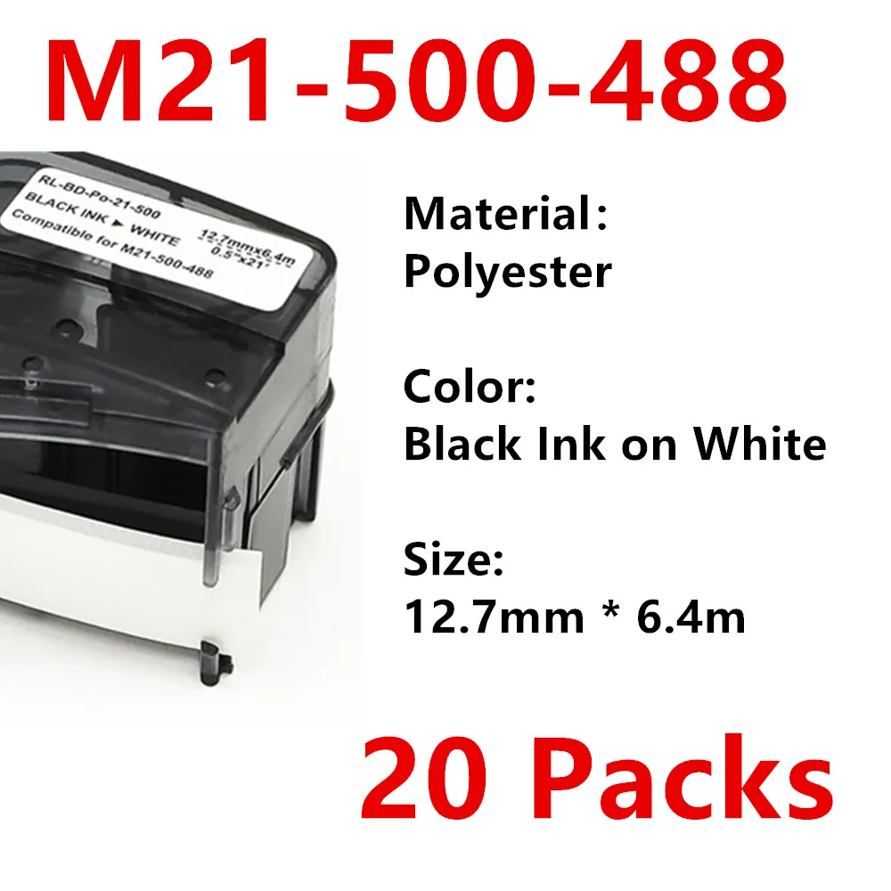 20Pack bmp21 label maker M21 500 488 Polyester Label Ribbon Black On White For BMP21 PLUS bmp21 LAB Printer 12.7mm * 6.4m
20Pack bmp21 label maker M21 500 488 Polyester Label Ribbon Black On White For BMP21 PLUS bmp21 LAB Printer 12.7mm * 6.4m