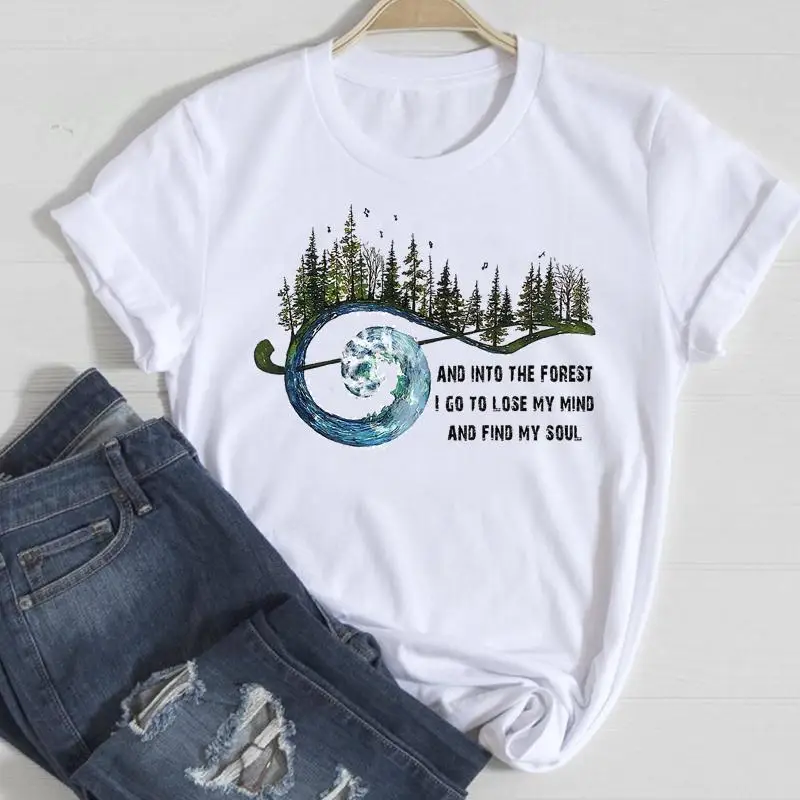 Clothes Women T-shirts Letter Cute Forest New Style Short Sleeve Cartoon Regular Fashion Top Graphic Tshirt Female Tee
Clothes Women T-shirts Letter Cute Forest New Style Short Sleeve Cartoon Regular Fashion Top Graphic Tshirt Female Tee