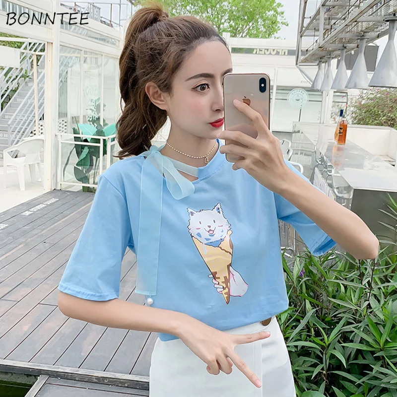 T-shirts Women Bow Simple Printed 2020 New Fashion Short Sleeve Womens Korean Style Sweet O-neck Breathable Hot Sale Chic Daily
T-shirts Women Bow Simple Printed 2020 New Fashion Short Sleeve Womens Korean Style Sweet O-neck Breathable Hot Sale Chic Daily