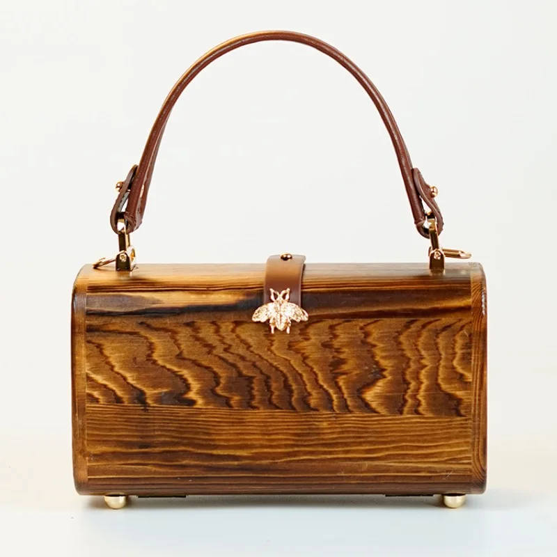 New bee design brown wooden bag hand-made eco friendly retro messenger shoulder bag solid color all-match small square handbag
New bee design brown wooden bag hand-made eco friendly retro messenger shoulder bag solid color all-match small square handbag