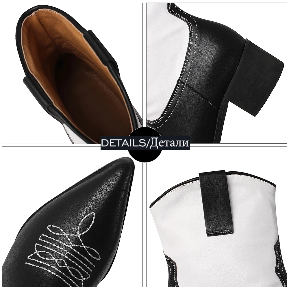 ISNOM New Arrive Western Booties Women Mixed Color Leather Pu Chunky Heel Ankle Boots Woman Pointed Toe Ladies Fashion Shoes
ISNOM New Arrive Western Booties Women Mixed Color Leather Pu Chunky Heel Ankle Boots Woman Pointed Toe Ladies Fashion Shoes