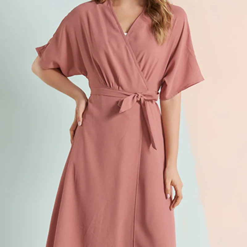 Waist Bandage Dress For Woman Fashion Pink V-Neck Solid Office Ladies Elegant Short Sleeve Summer Beach Party Midi Dresses 2021
Waist Bandage Dress For Woman Fashion Pink V-Neck Solid Office Ladies Elegant Short Sleeve Summer Beach Party Midi Dresses 2021