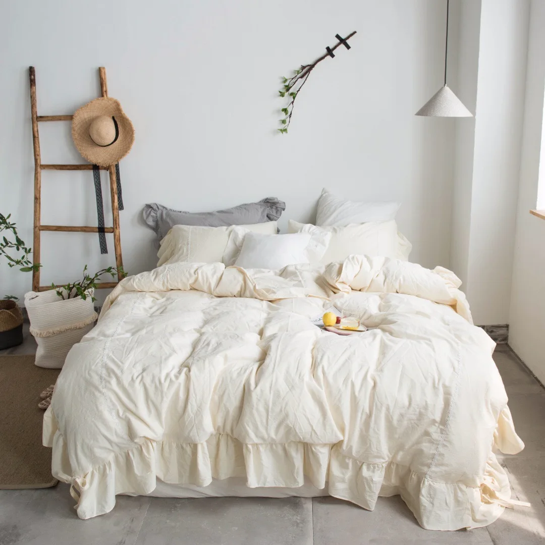 Ins Simple Style Bedding Set, Atmospheric Sweet, Wide-Sided Ruffled Washable Quilt Cover, Four-Piece Pure Color Bedding Set
Ins Simple Style Bedding Set, Atmospheric Sweet, Wide-Sided Ruffled Washable Quilt Cover, Four-Piece Pure Color Bedding Set