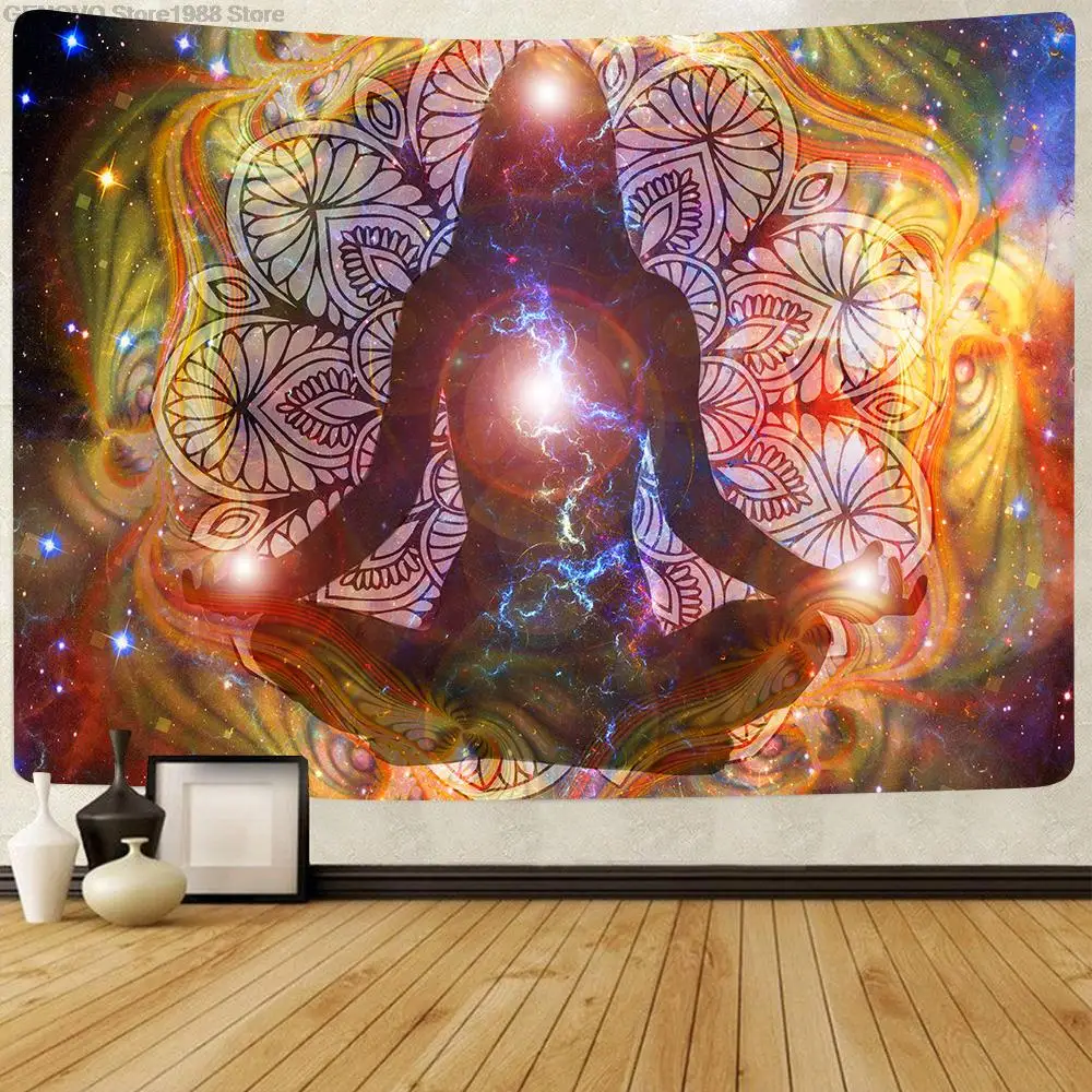 

Simsant Meditation Tapisserie Mandala Böhmischen Yoga Chakra Kunst Wand Hängen Wandteppiche für Wohnzimmer Home Decor Banner
