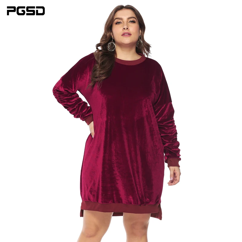 PGSD Autumn winter Big size Stacked elastic sleeve O-neck casual Solid Loose T-shirt dress female Plus Pullover Women clothes
PGSD Autumn winter Big size Stacked elastic sleeve O-neck casual Solid Loose T-shirt dress female Plus Pullover Women clothes