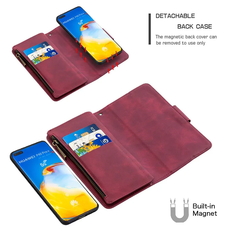 Skin Sensation Flip Leather Zipper Detachable 2in1 Wallet Case Multi Card Slots Phone Bag Case For Huawei P40 P40 Pro P40 Lite
Skin Sensation Flip Leather Zipper Detachable 2in1 Wallet Case Multi Card Slots Phone Bag Case For Huawei P40 P40 Pro P40 Lite