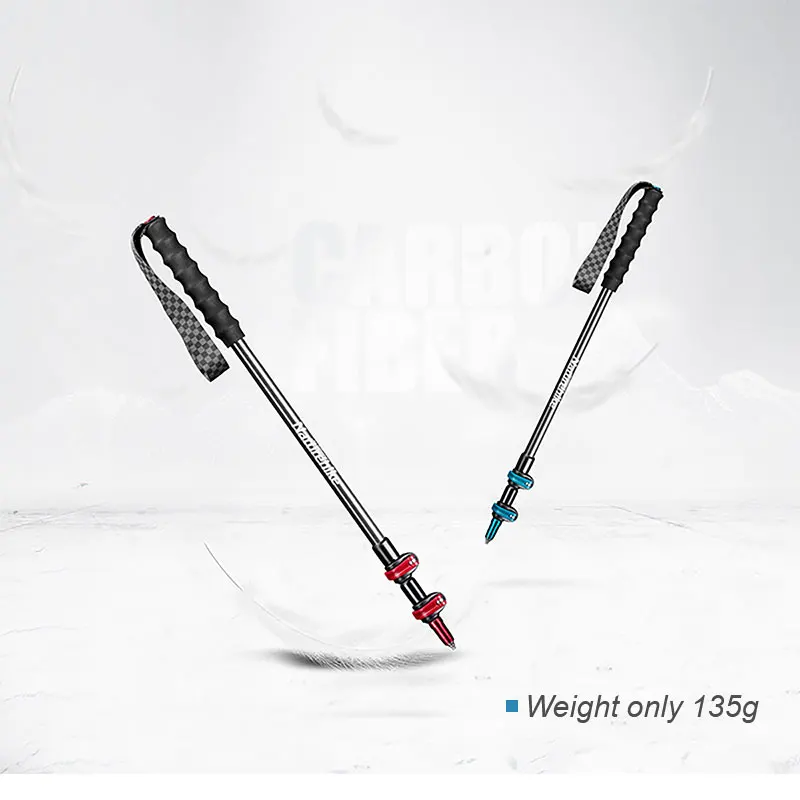 Naturehike Lightweight Carbon Fiber Three-section External Lock Trekking Poles Hiking Mountaineering Portable Cane NH19S010-T | Спорт и