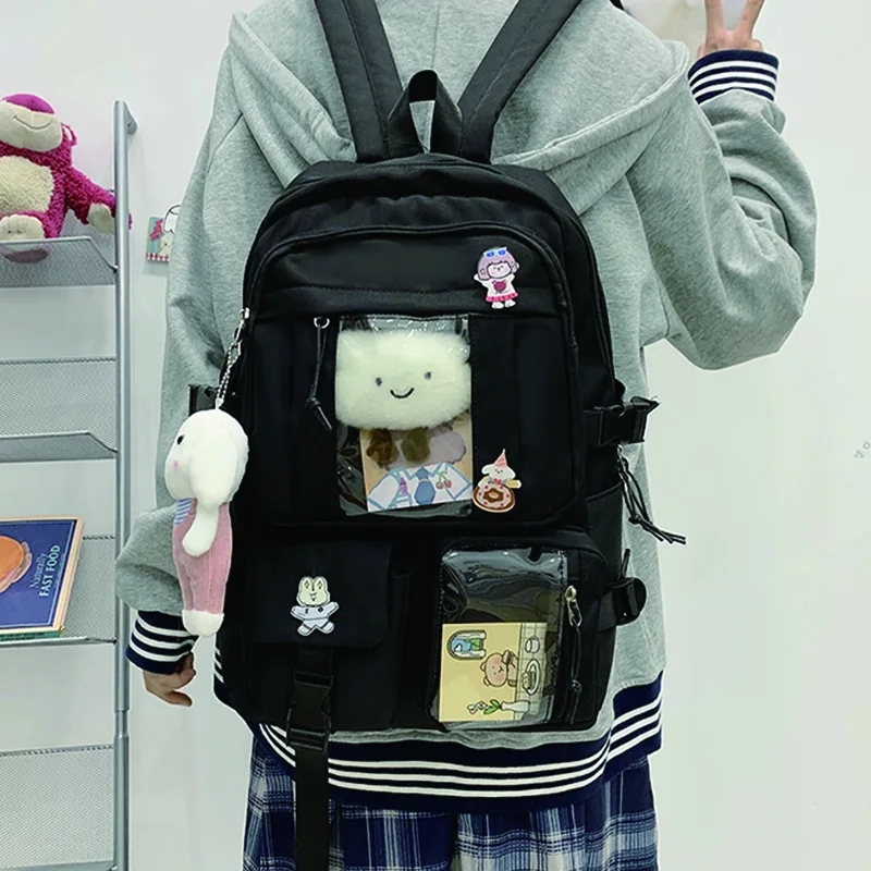 

Вместительный нейлоновый женский рюкзак, милый однотонный школьный ранец для учеников, Повседневная Женская дорожная сумка для книг с защи...