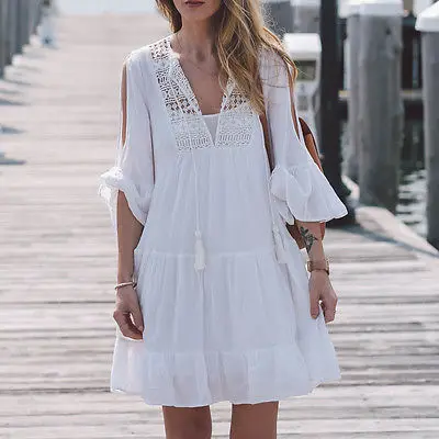 New Summer Solid Color Boho Dress Flare Sleeve V-Neck Beach Dress Women Bikini Cover Ups Skin-Friendly And Comfortable Beach
New Summer Solid Color Boho Dress Flare Sleeve V-Neck Beach Dress Women Bikini Cover Ups Skin-Friendly And Comfortable Beach