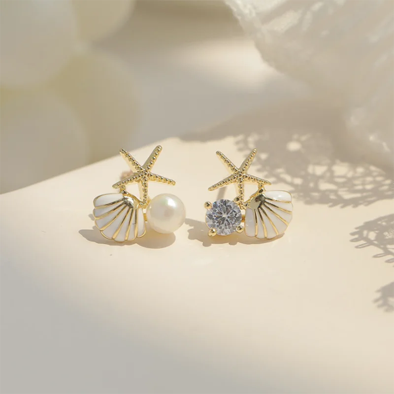 Starfish Shell Shape Alloy Stud Earrings Women Fashion Elegant Pearl Diamond Earrings Jewelry For Female Trendy Earrings Jewelry
Starfish Shell Shape Alloy Stud Earrings Women Fashion Elegant Pearl Diamond Earrings Jewelry For Female Trendy Earrings Jewelry