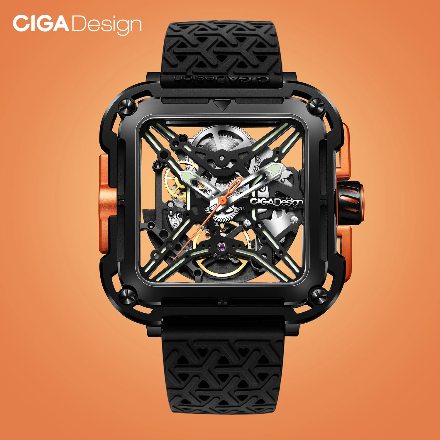 

CIGA Design X Series Gorilla Stainless Steel Hollow Watch Automatic Mechanical Unique Wristwatch With Silicone And Nylon Strap