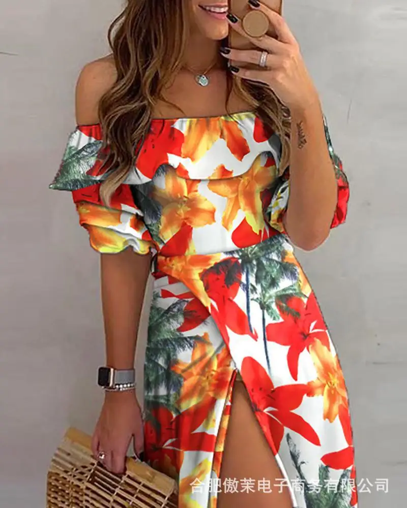 Fashion Sexy Summer Women Off The shoulder Spaghetti Strap Ruched Side Slit Irregular Hem Midi Dress Party Dresses Vestidos
Fashion Sexy Summer Women Off The shoulder Spaghetti Strap Ruched Side Slit Irregular Hem Midi Dress Party Dresses Vestidos