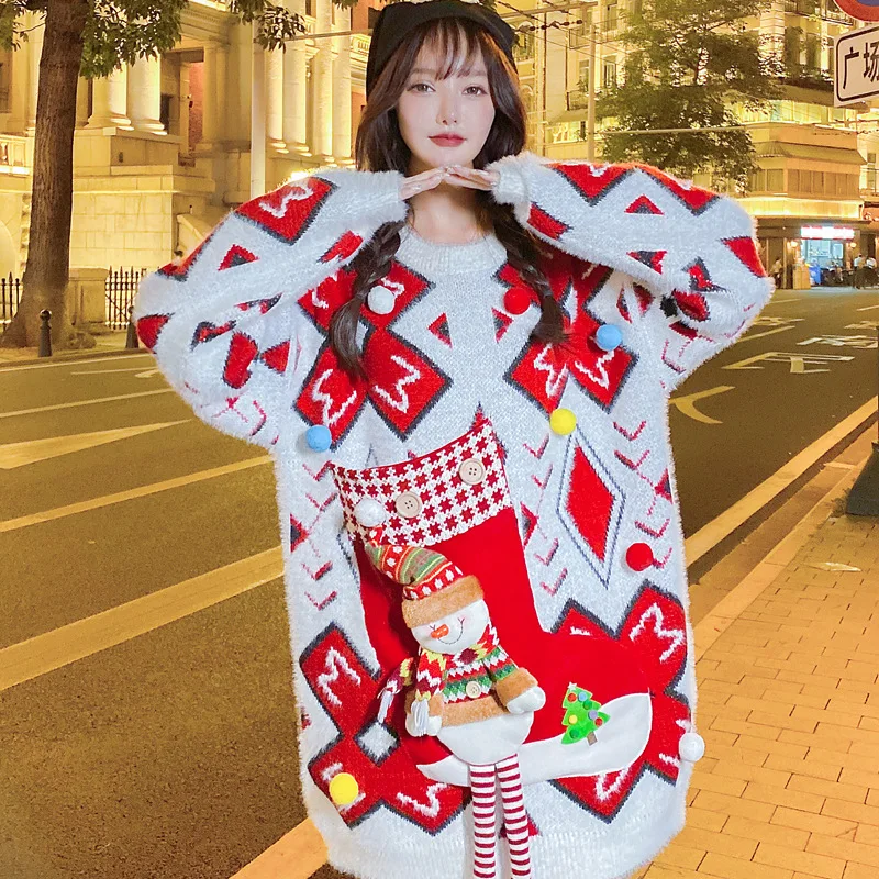 Christmas Long Sleeve Knitted Sweater Pullovers Women Streetwear Winter Clothing 2021 Fashion O-Neck Ladies Red Striped Sweater
Christmas Long Sleeve Knitted Sweater Pullovers Women Streetwear Winter Clothing 2021 Fashion O-Neck Ladies Red Striped Sweater