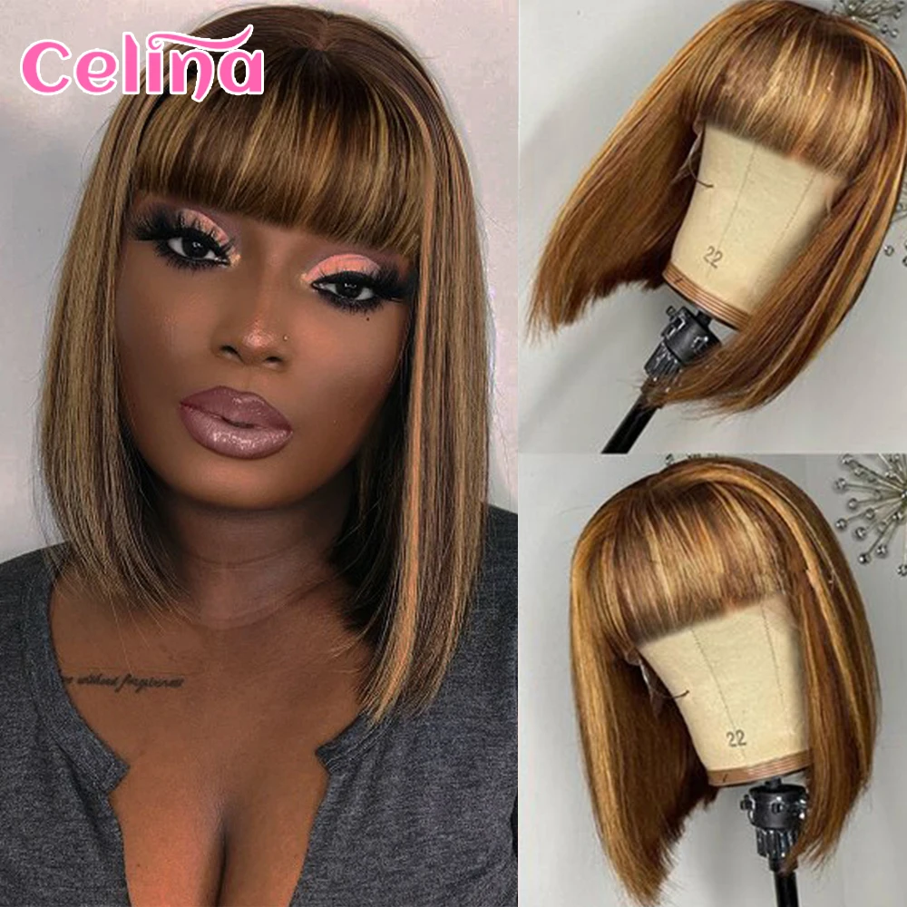 Highlight Bob Straight Human Hair Wig With Bangs Short Fringe Bob Human Hair Wigs Full Machine Made Cheap Wig For Black Women
Highlight Bob Straight Human Hair Wig With Bangs Short Fringe Bob Human Hair Wigs Full Machine Made Cheap Wig For Black Women