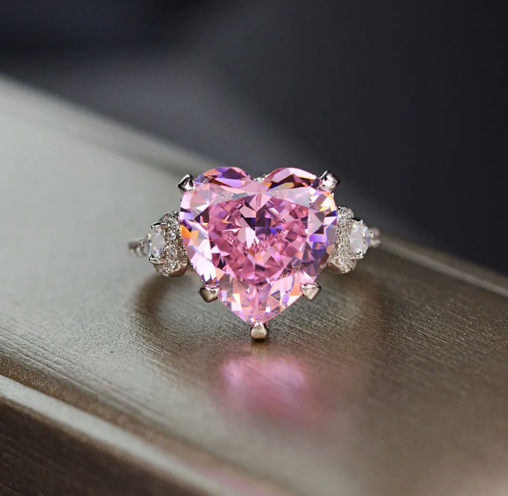 Rmantic 100% 925 Sterling Silver Love Heart Pink Quartz Diamonds Wedding Engagement For Women Ring Jewelry Wholesale
Rmantic 100% 925 Sterling Silver Love Heart Pink Quartz Diamonds Wedding Engagement For Women Ring Jewelry Wholesale