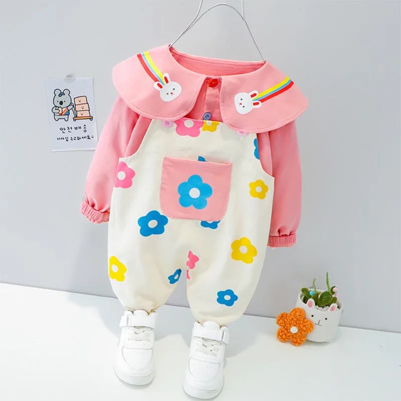 Baby Spring Casual Cartoon Flower Print Doll Collar Shirt + Bib 2Pcs Cotton Suit Autumn Clothes For Children Kids Sets Jumpsuit
Baby Spring Casual Cartoon Flower Print Doll Collar Shirt + Bib 2Pcs Cotton Suit Autumn Clothes For Children Kids Sets Jumpsuit