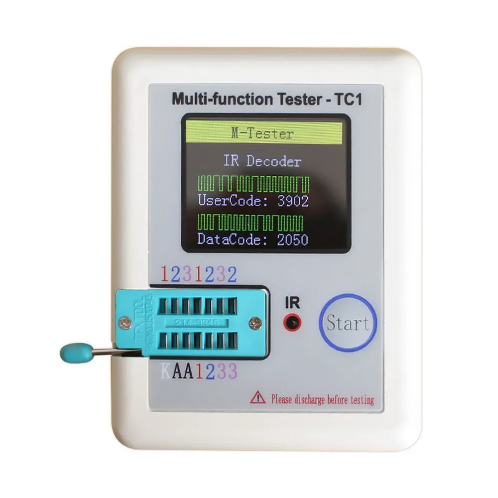 LCR-TC1 Transistor Tester Multimeter Diode Triode Capacitance Meter Capacitor Resistor Gauge Digital TFT Backlight Screen
LCR-TC1 Transistor Tester Multimeter Diode Triode Capacitance Meter Capacitor Resistor Gauge Digital TFT Backlight Screen