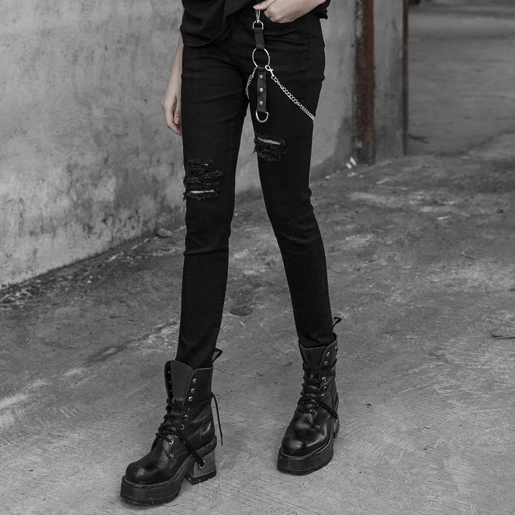 Make Old Personality Handsome Broken Hole Skinny Pants Women's Metal Punk Denim Trousers Streetwear Girl Jeans PUNK RAVE
Make Old Personality Handsome Broken Hole Skinny Pants Women's Metal Punk Denim Trousers Streetwear Girl Jeans PUNK RAVE