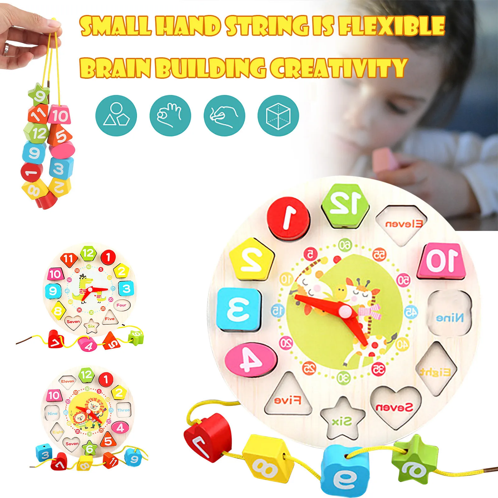 Garlictoys Wooden Shape Color Clock Puzzle-Teaching Time Sorting Number Blocks Stacking Montessori Early Learning Montessoril
Garlictoys Wooden Shape Color Clock Puzzle-Teaching Time Sorting Number Blocks Stacking Montessori Early Learning Montessoril
